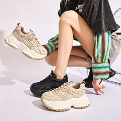 Women's Non-slip Chunky Sneakers Lace Up Sport Shoes