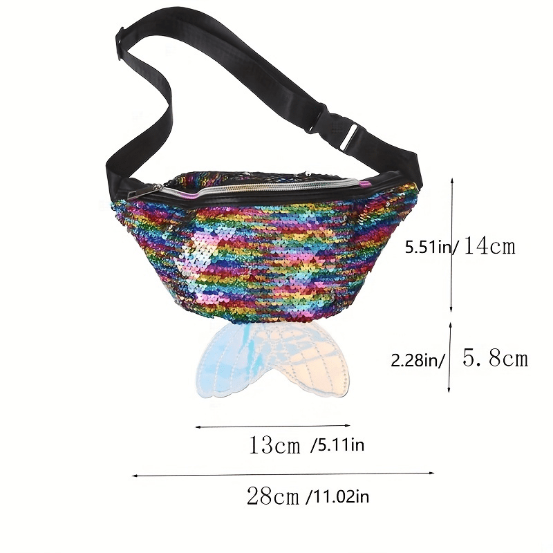 Mermaid Sequin Scales Tail Fanny Waist Pack Crossbody Purse