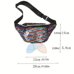 Mermaid Sequin Scales Tail Fanny Waist Pack Crossbody Purse