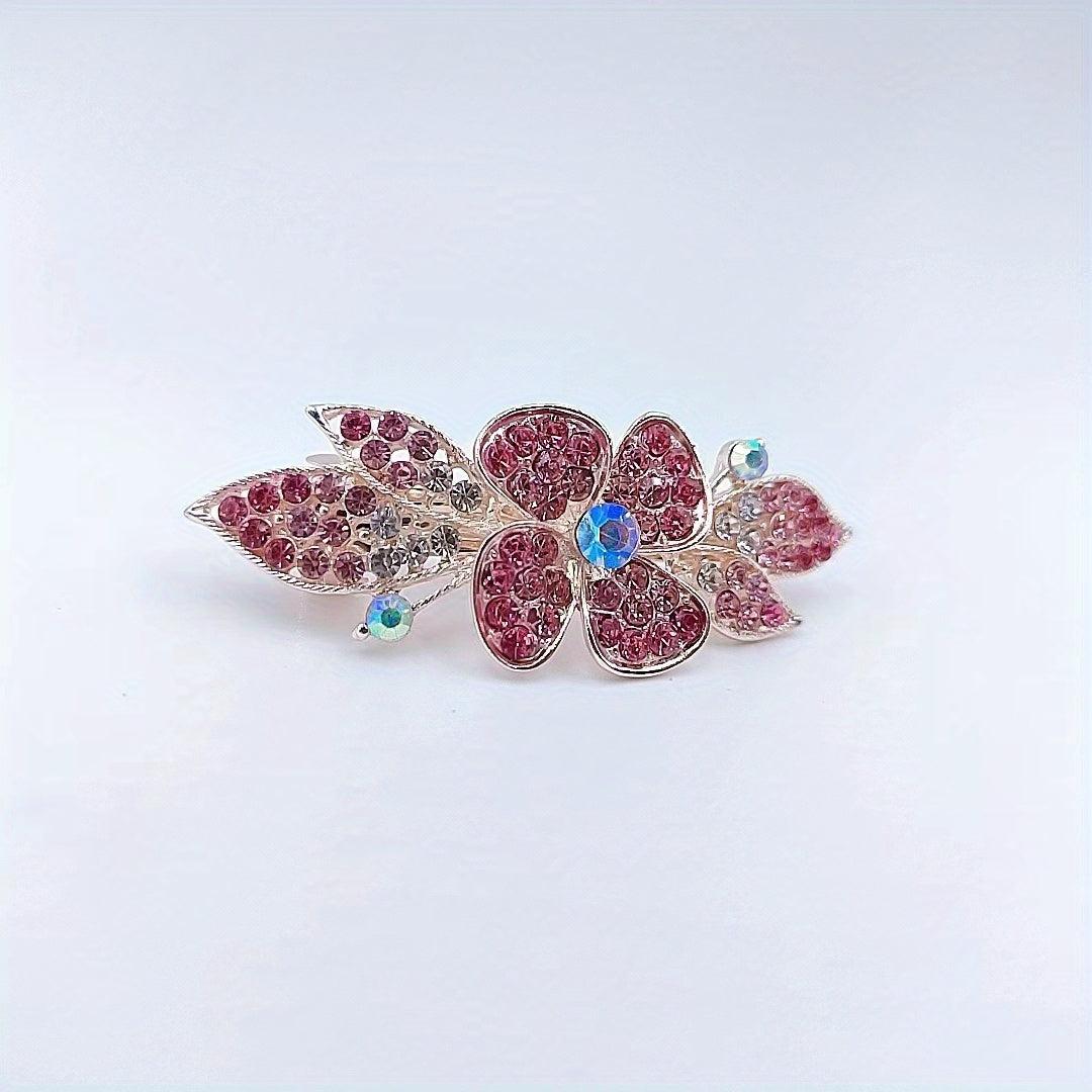 Flower Rhinestone Hair Clip Wedding Headdress Hair Barrettes Spring Clip