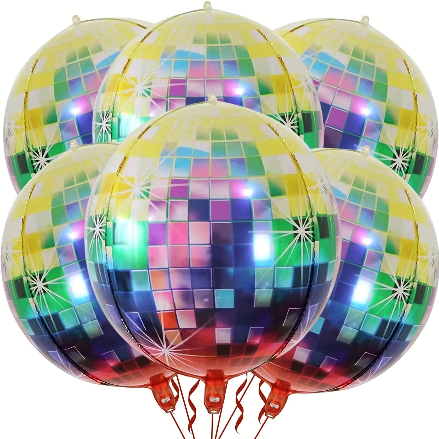 6 Pack Disco Ball Balloons for Retro Party Decorations