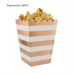 12pcs Festive Rose Popcorn Boxes - Stylish Candy and Snack Containers