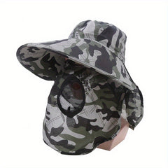 Men's Bucket Hat With Face Cover Wide Brim Sun Hat