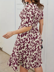  Painting Print Knot Front Dress Women's Plus Dress