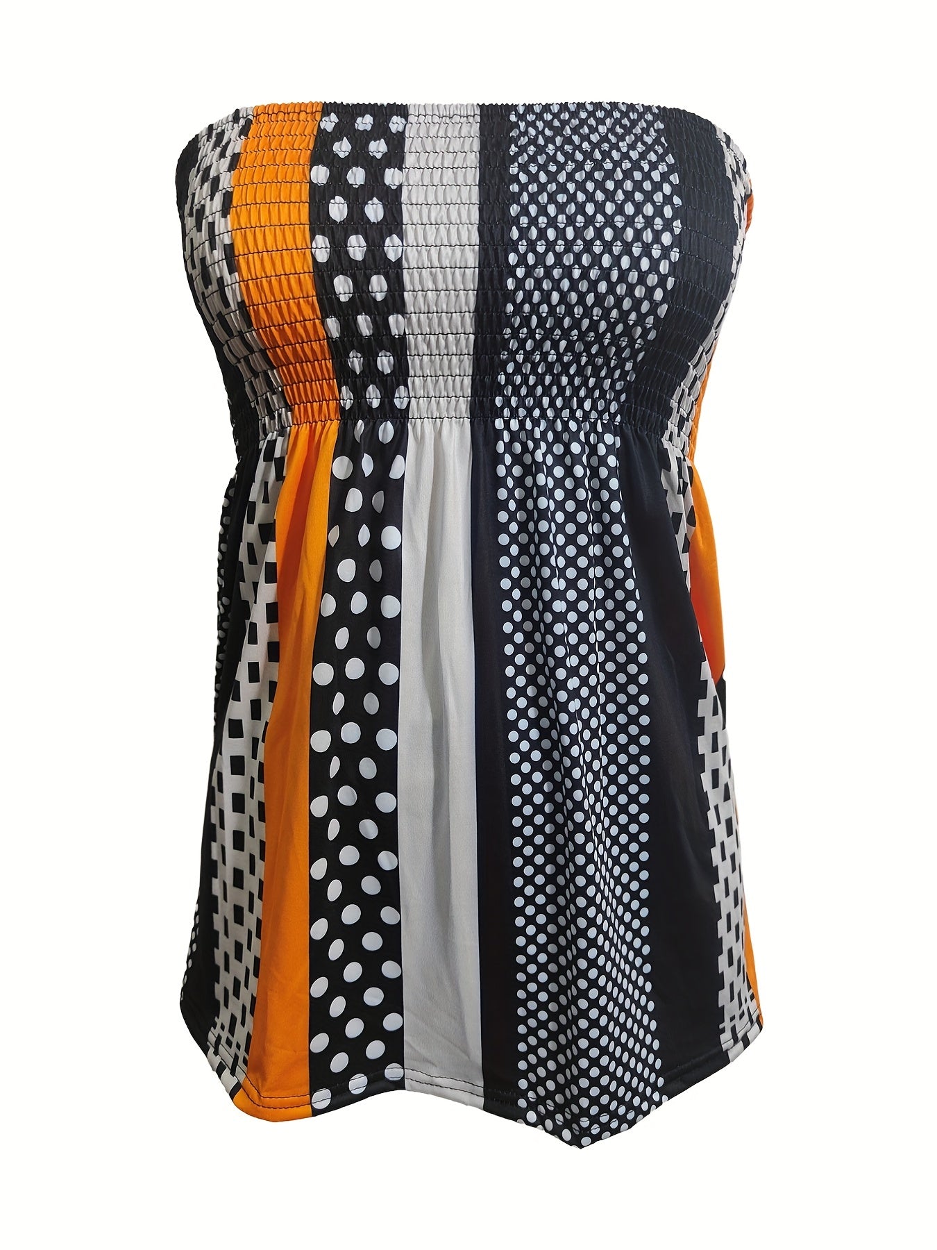 Geometric Colorblock Tube Top Sleeveless Summer Top