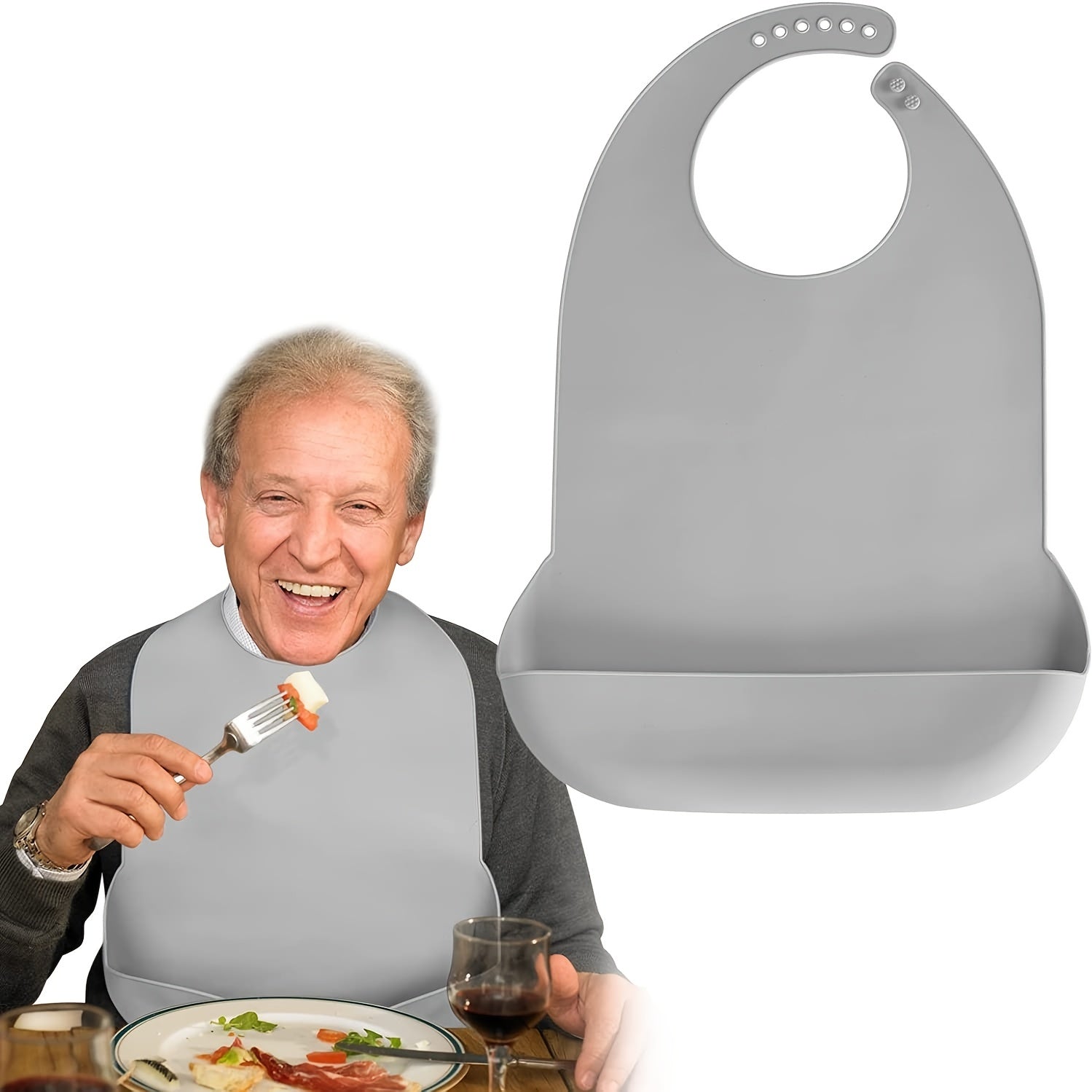 Kitchen Adult Bibs Silicone with Crumb Catcher