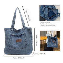 Vintage Denim Shoulder Bag Large Capacity Tote