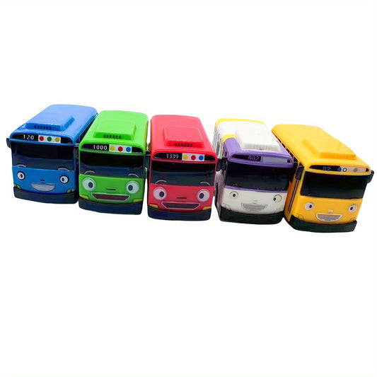 5pcs Colorful Mini Bus Set 1 64 Scale School Buses Durable Plastic Toy Vehicles