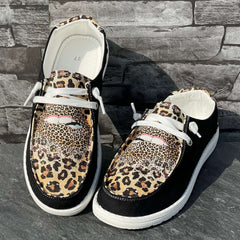 Leopard Pattern Flat Shoes Women's Slip On Casual Shoes