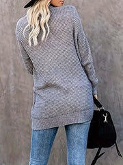 Women's Plus Size Knitted Open Front Cardigan with Pockets