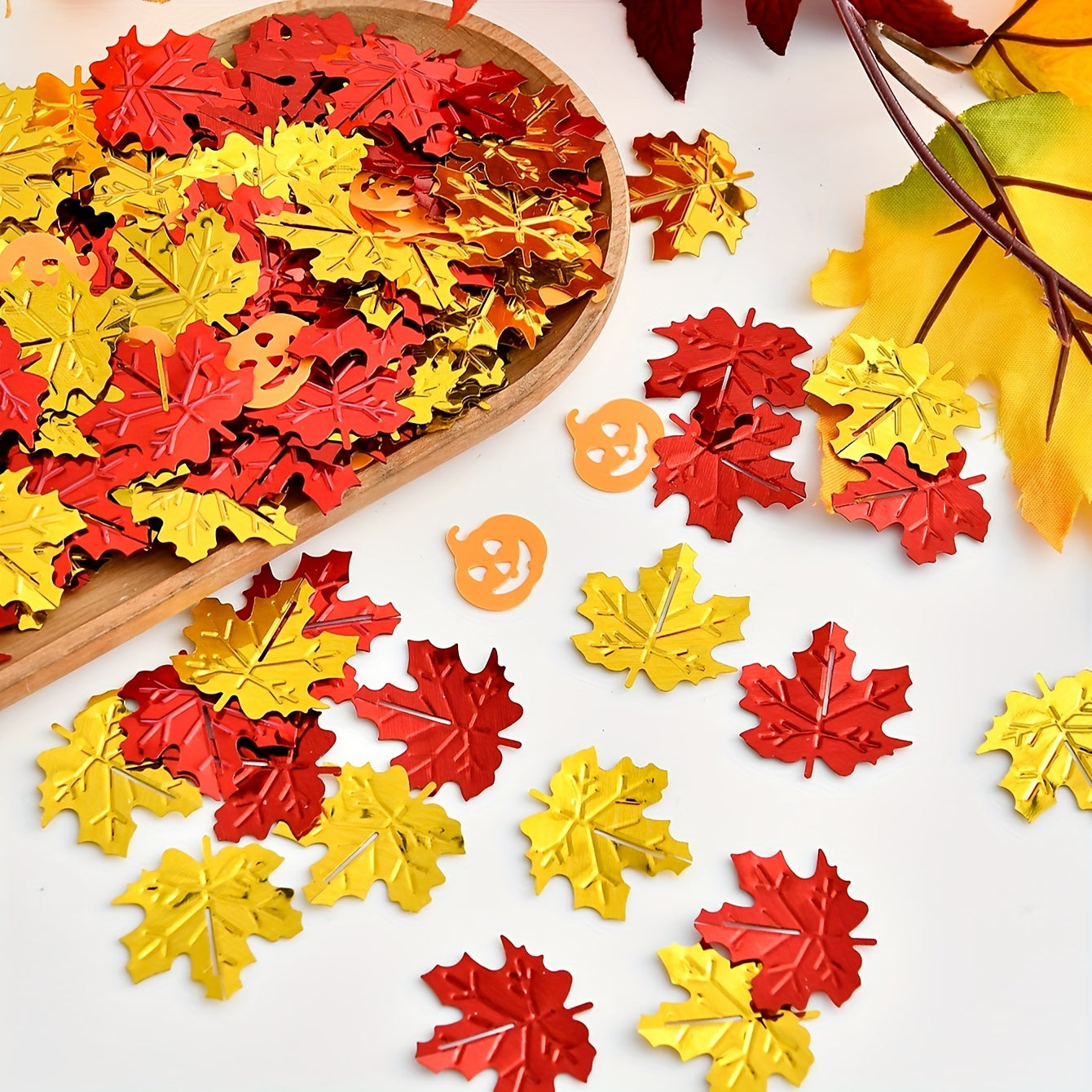 Maple Leaf Decoration Confetti, Autumn Fall Holiday Party Table Scatter Decor