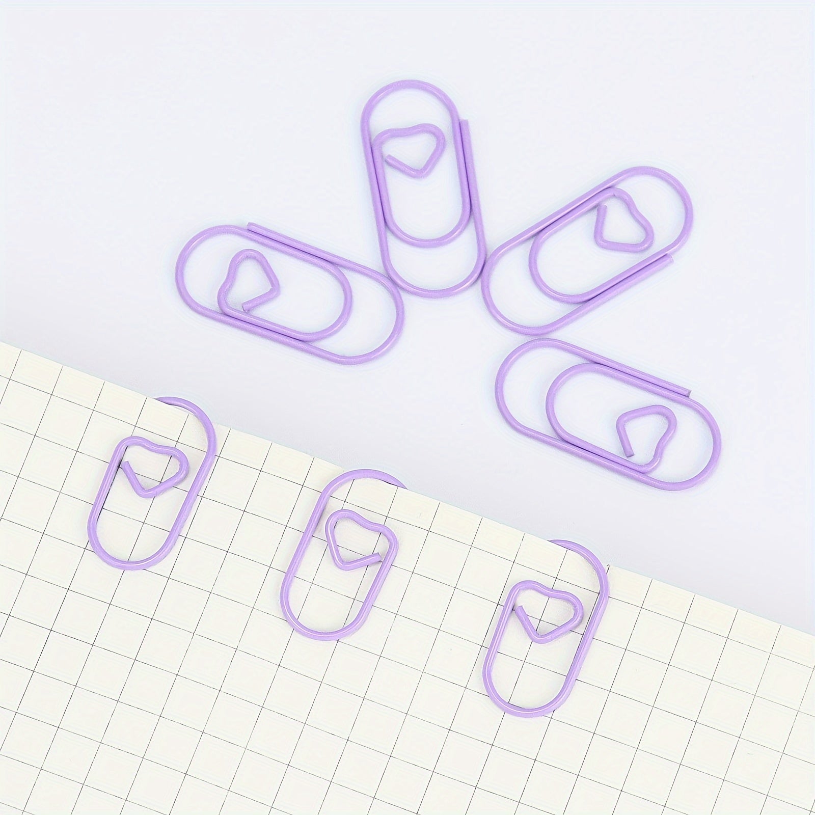50pcs Heart Paper Clips Office Metal Clips School Supplies