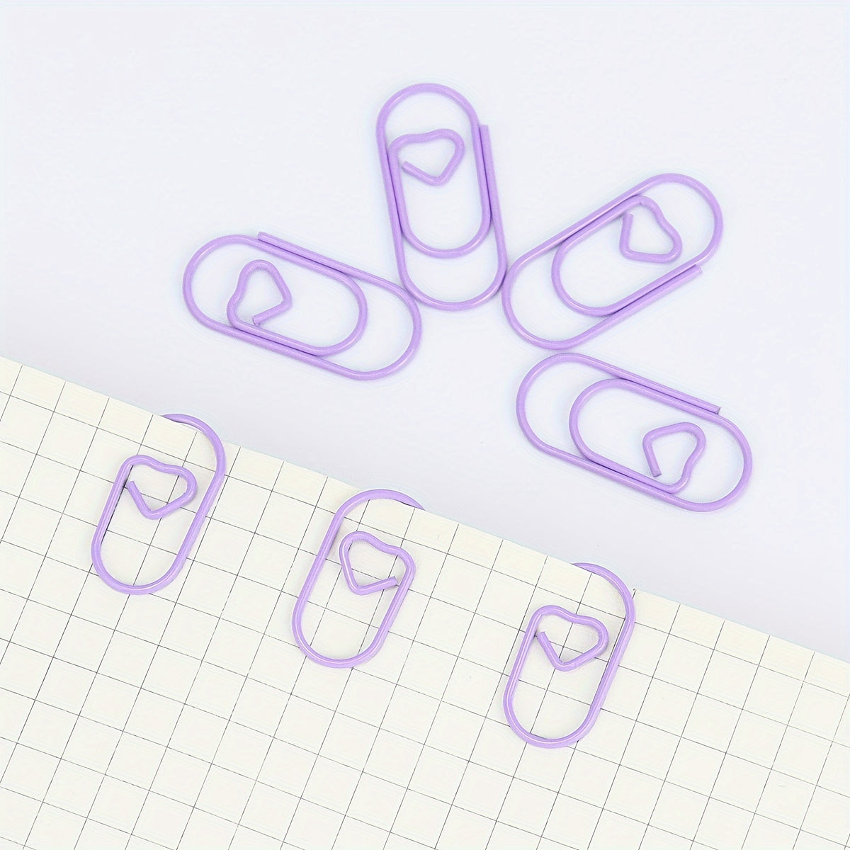 50pcs Heart Paper Clips Office Metal Clips School Supplies