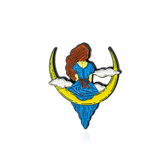 Starry Cat Moon Girl Hourglass Diver Double Head Bird Brooch