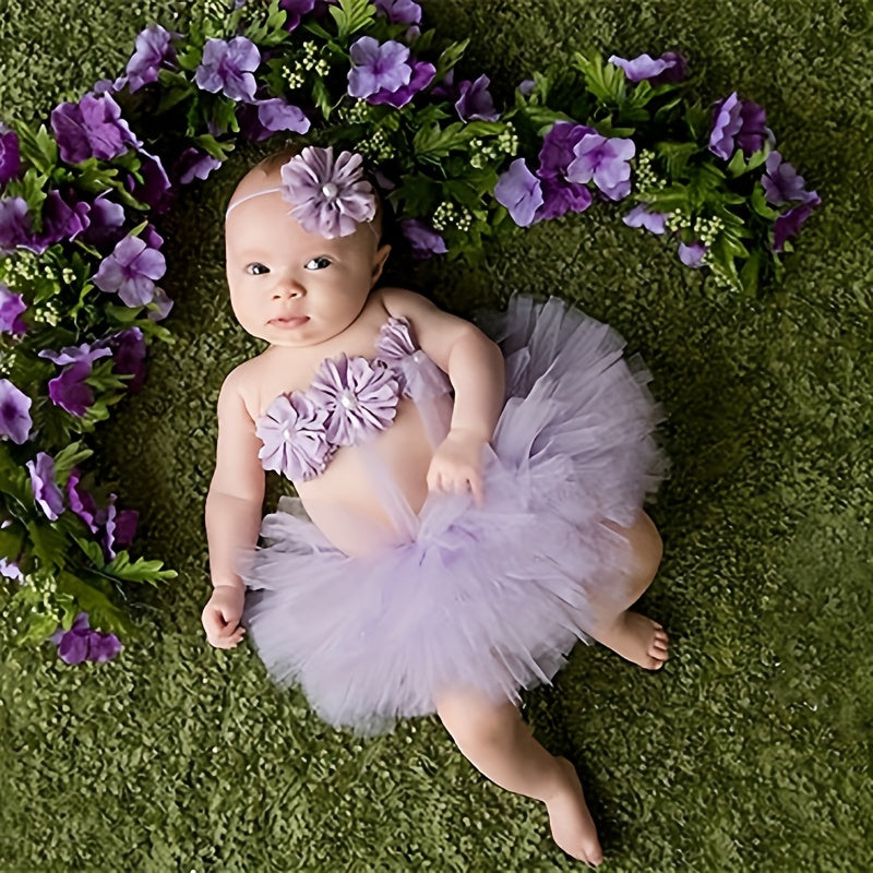 3 Piece Baby Girl Tutu Skirt Photo Props Set