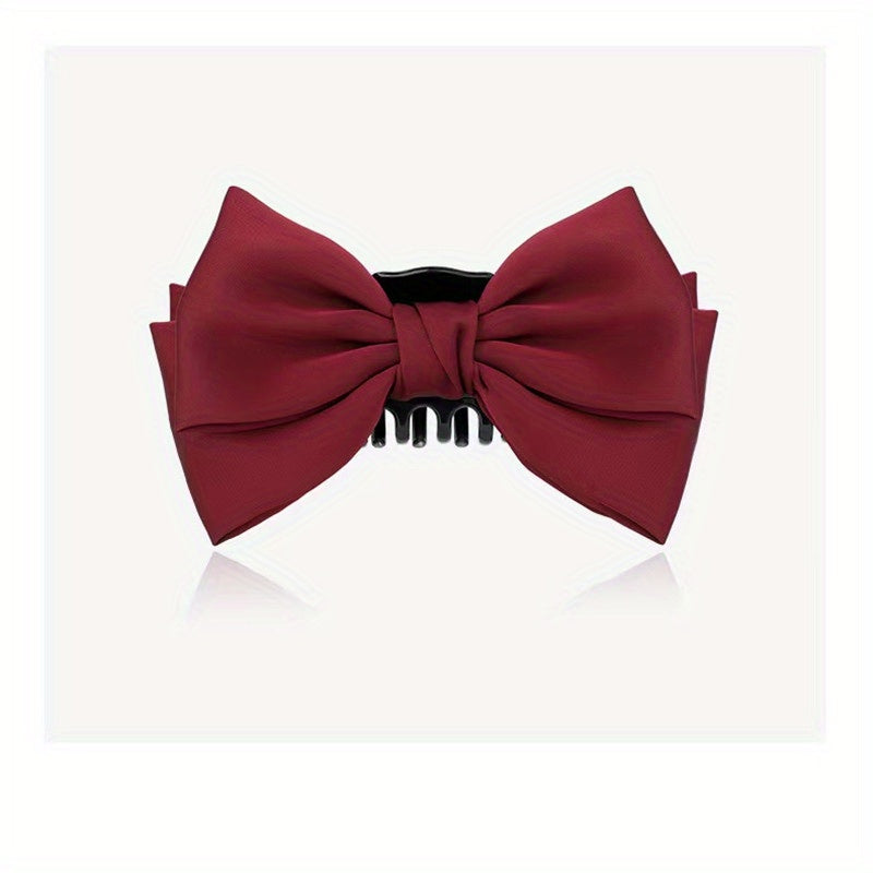 Sweet Bow Hair Claw Double Bowknot Hair Claw Nonslip Ponytail Holder