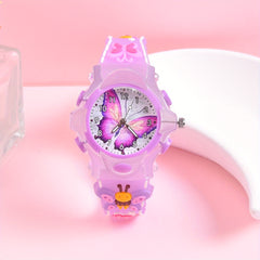 Girls' 3D Printed Silicone Strap Butterfly Kids Watch