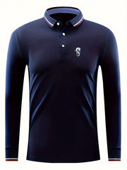Dragon Print Men's Long Sleeve Lapel Sports Shirt