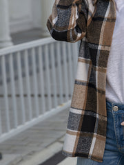  Plaid Print Long Sleeve Button Up Collar Shirt