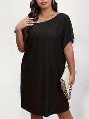  Casual Dress Women's Plus Plain Eyelet Embroidered Dress
