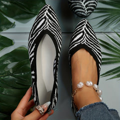 Knitted Pointed Flat Shoes Soft Sole Breathable Ballet Flats
