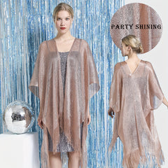 Sparkly Long Shawl Block Decorative Shawl Women Dress Wrap Cape