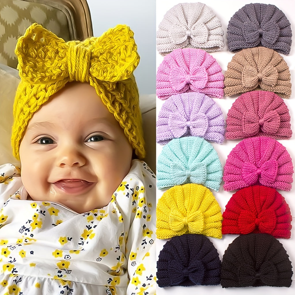 Baby Knitted Beaniess Solid Cotton Turban Hat
