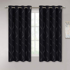 Silver Wave Line Blackout Curtain Home Decor
