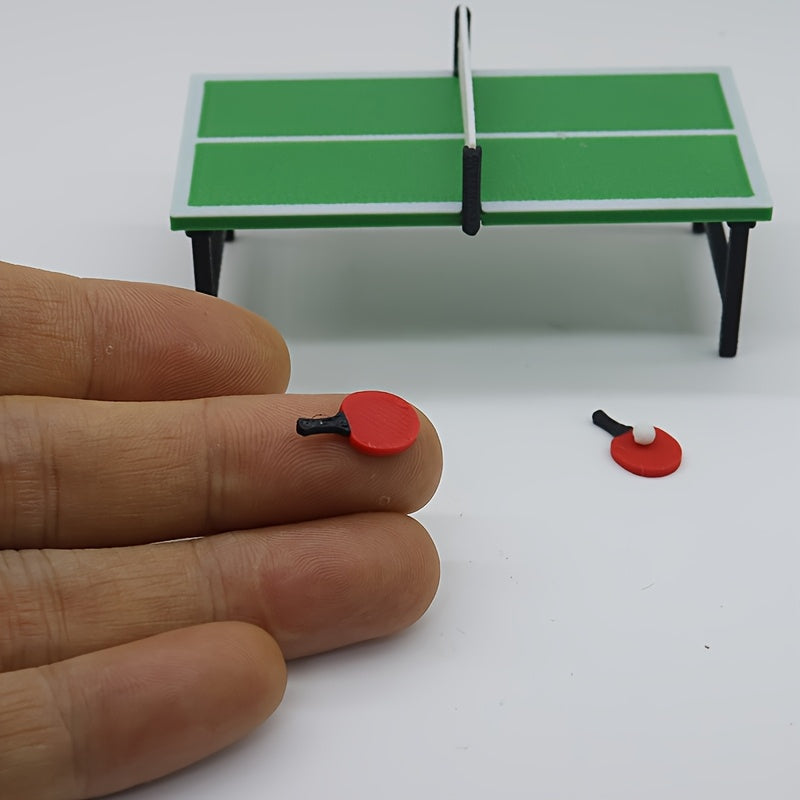 Mini Table Tennis Table and Paddle Set for Dollhouse DIY Accessories
