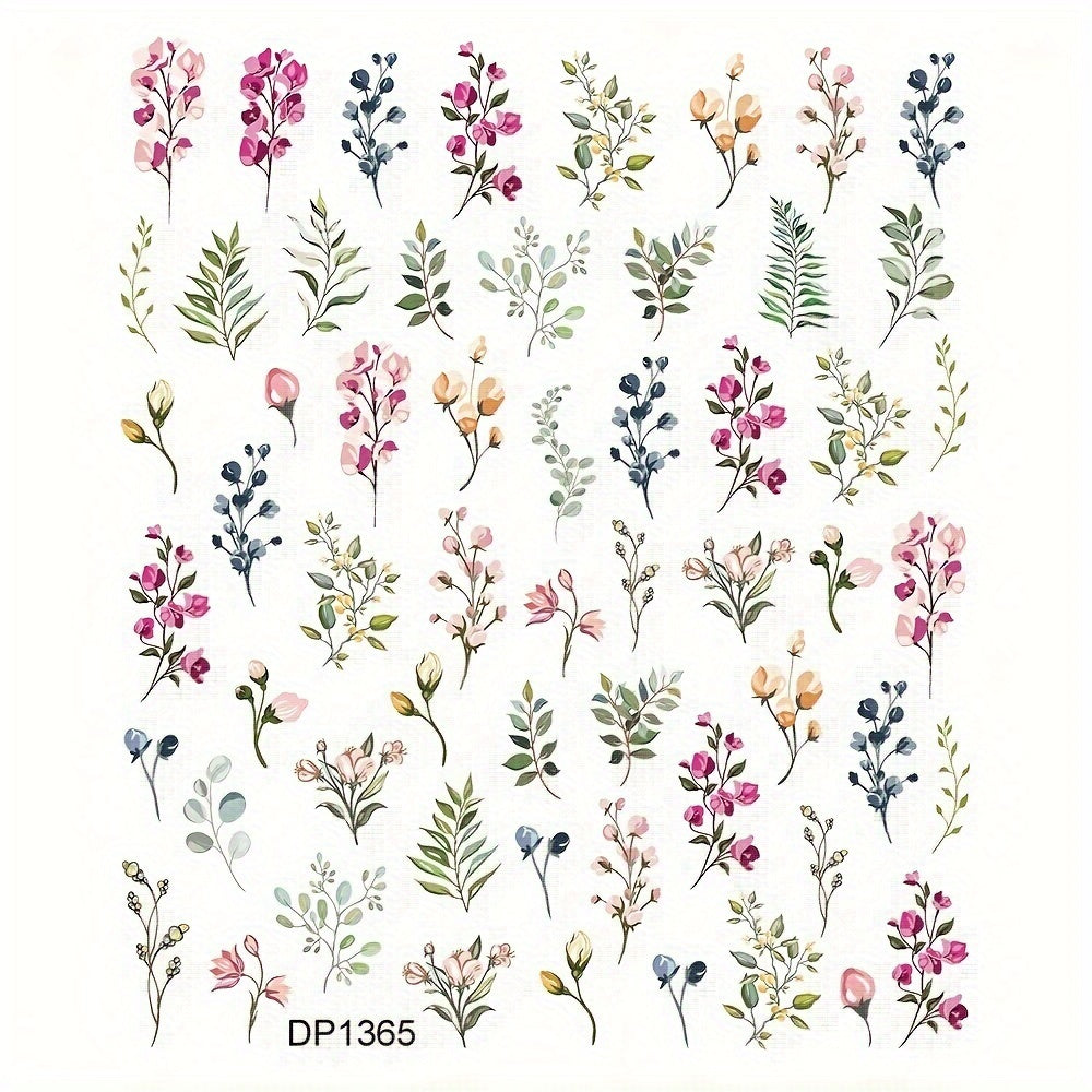 50 Small Flower Leaf Nail Resin Craft Decal Stickers DIY Decor