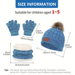 3pcs Children's Winter Scarf Gloves Hat Set for Boys and Girls