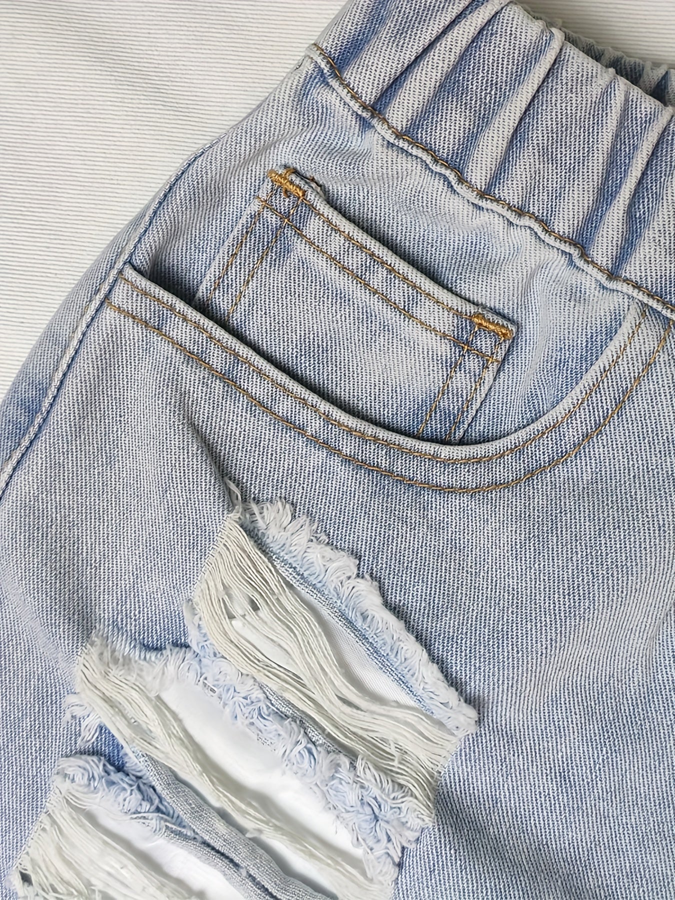 Men's Distressed Drawstring Denim Shorts for Summer