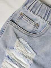 Men's Distressed Drawstring Denim Shorts for Summer