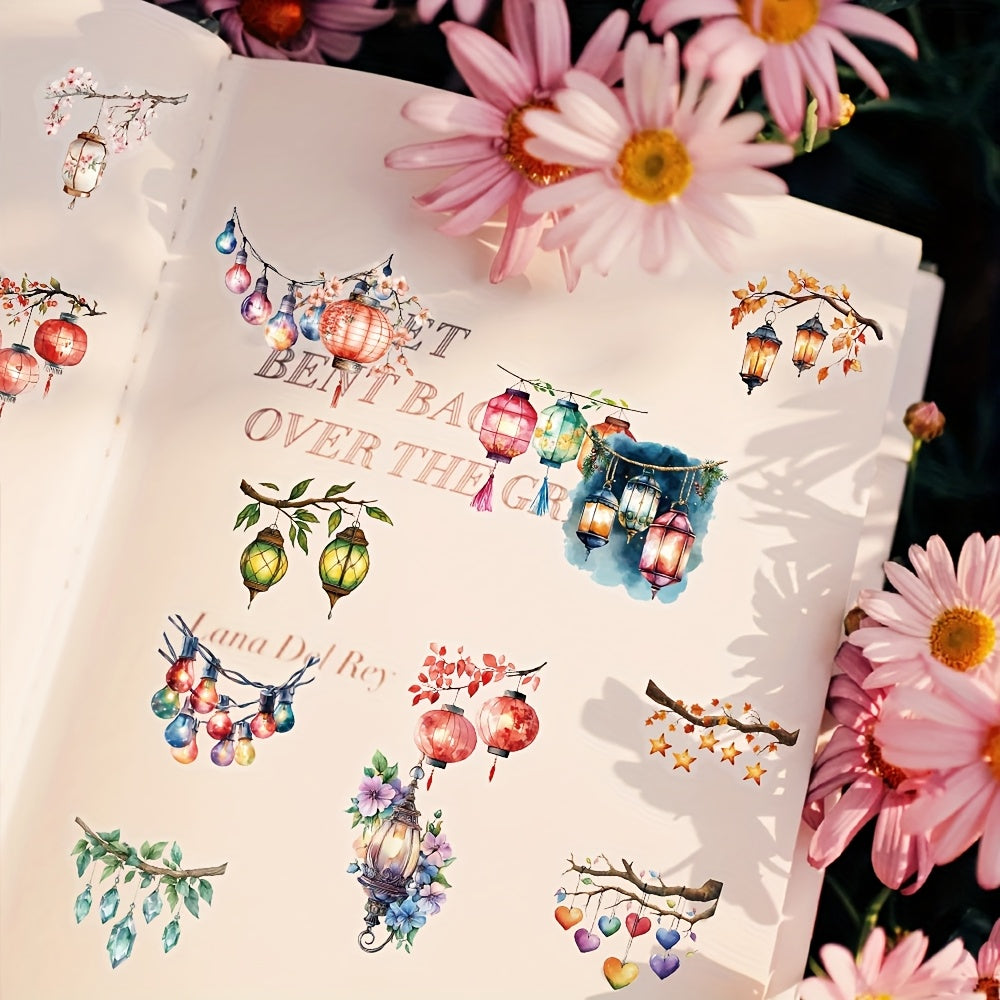 50pcs Cartoon Doodle Stickers Waterproof Self Adhesive Floral Sticker