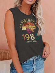 Ombre Graphic Print Round Neck Tank Top