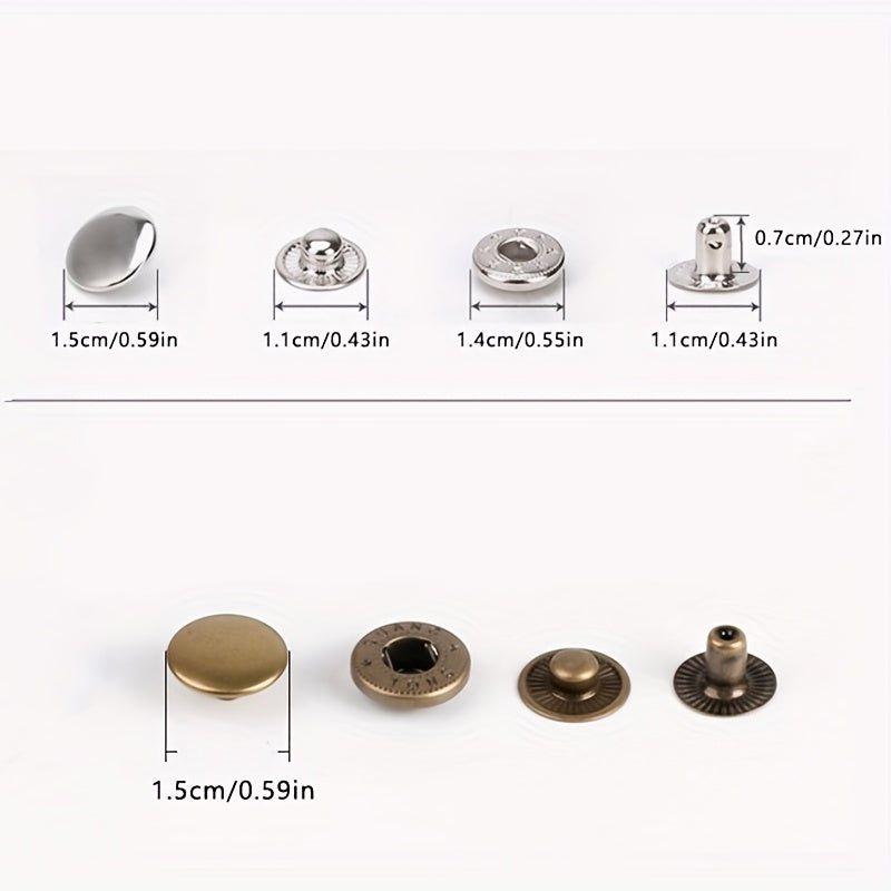 5 Pairs Brass Buckle Clothing Bags Metal Buttons Coat Buttons Shirt Studs