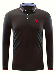 Men's Lightweight Polo Shirt Long Sleeve Button Up