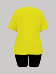 Graphic Print 2pc Set Short Sleeve Crew Neck T Shirt & Shorts Casual Outfit