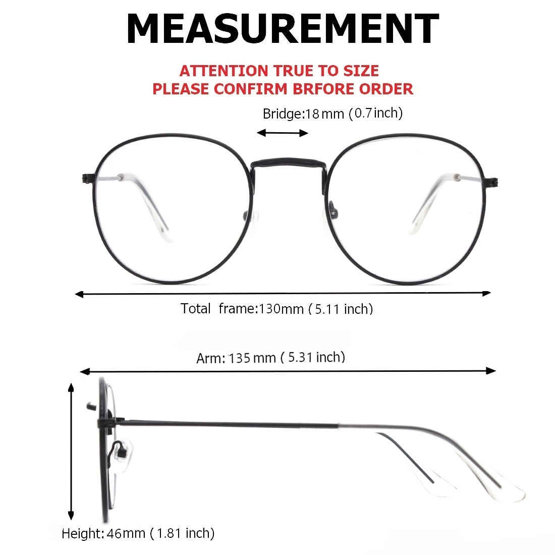 Round Frame Light Blocking Glasses for Women Unisex