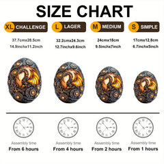 Steampunk Dragon Egg Wooden Puzzle Intricate Gear & Flame Animal Shape