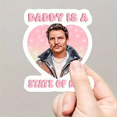 Vintage Starry Pink Daddy State Mind Heart Sticker