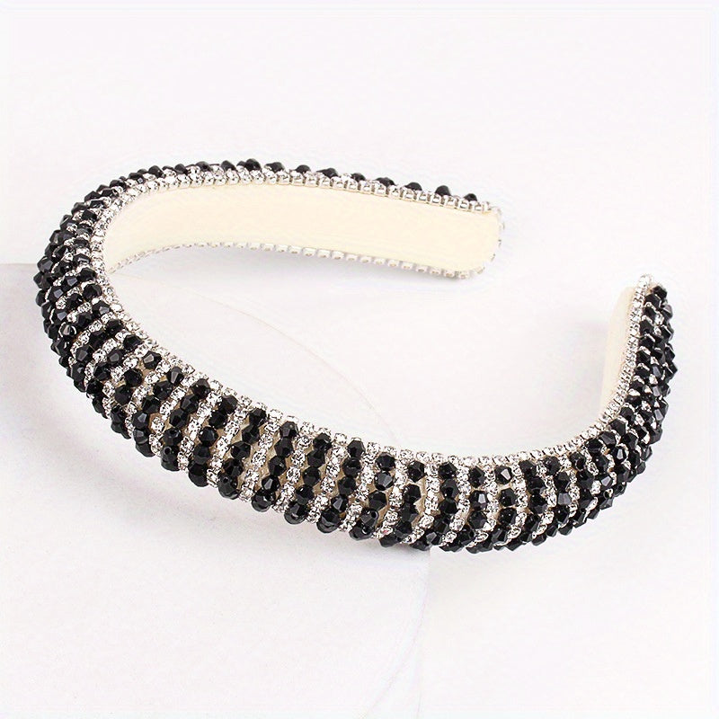 Baroque Rhinestone Beaded Headband Glitter Head Hoop Hair Accessories