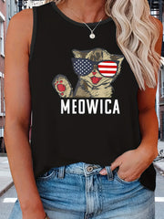  Independence Casual Tank Top Women's Plus Graphic Slogan Print