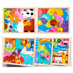 Wooden 3D Puzzle Set for Kids Educational