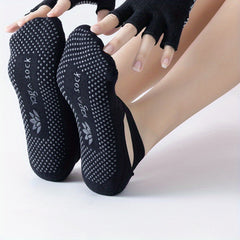Women's Non Slip Yoga Socks with Cross Strap Grips for Yoga Ballet Barre Pilates