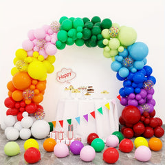 138pcs Colored Balloons Arch Set with Chains and Ribbons