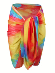  Tie Dye Wrap Beach Cover Up Skirt
