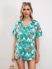  Vacay Blouse Women's Plus Allover Print Short Sleeve