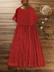  Polka Dot Print Short Sleeve Maxi Dress