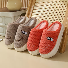 Women's Embroidered Animal Slippers Non-slip Fluffy Indoor Shoes